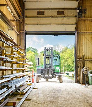 Forklift carrying steel